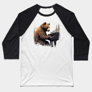 Grizzly Bear playing piano Baseball T-Shirt